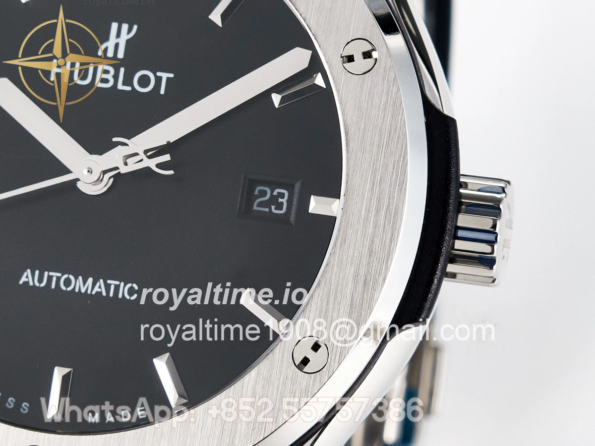 Hublot Classic Fusion Bang 42mm HBF Black Dial on Black Leather Strap A2892 - Image 10