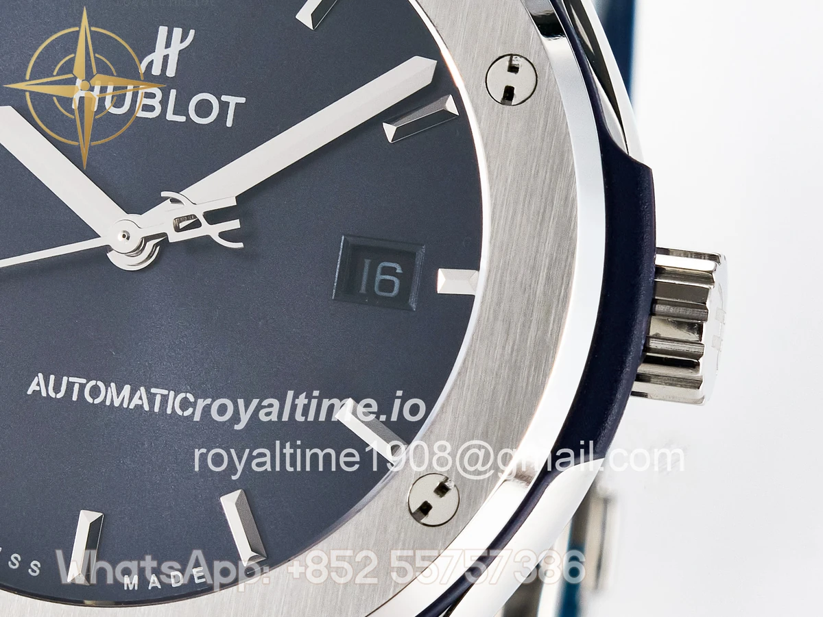 Hublot Classic Fusion Bang 42mm HBF Blue Dial on Blue Leather Strap A2892 - Image 10