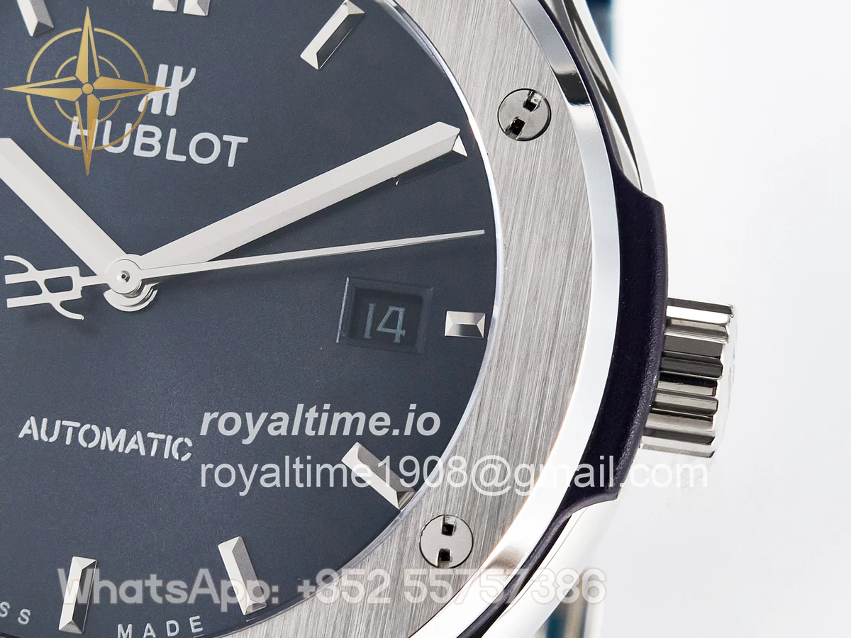 Hublot Classic Fusion Bang 42mm HBF Blue Dial on Blue Rubber Strap A2892 - Image 10