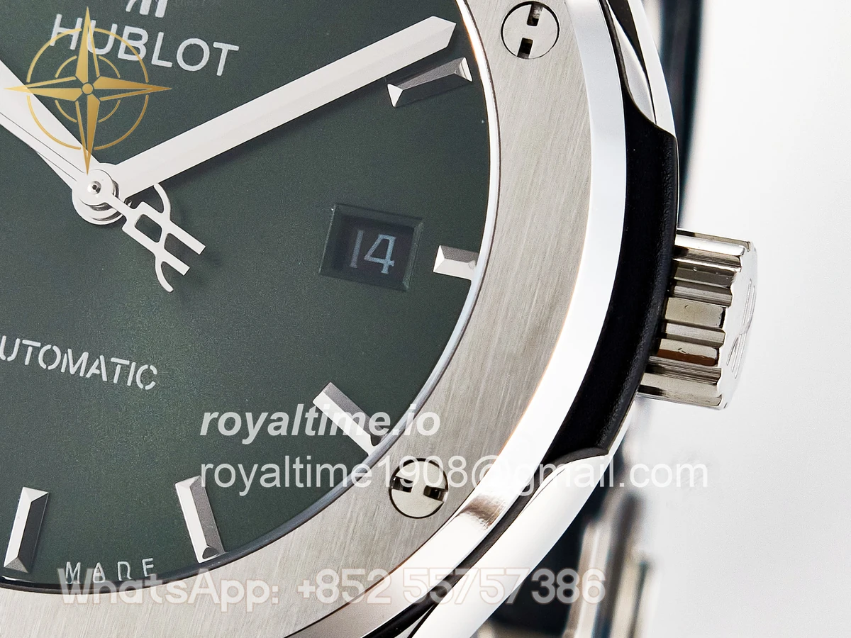 Hublot Classic Fusion Bang 42mm HBF Green Dial on Green Leather Strap A2892 - Image 10