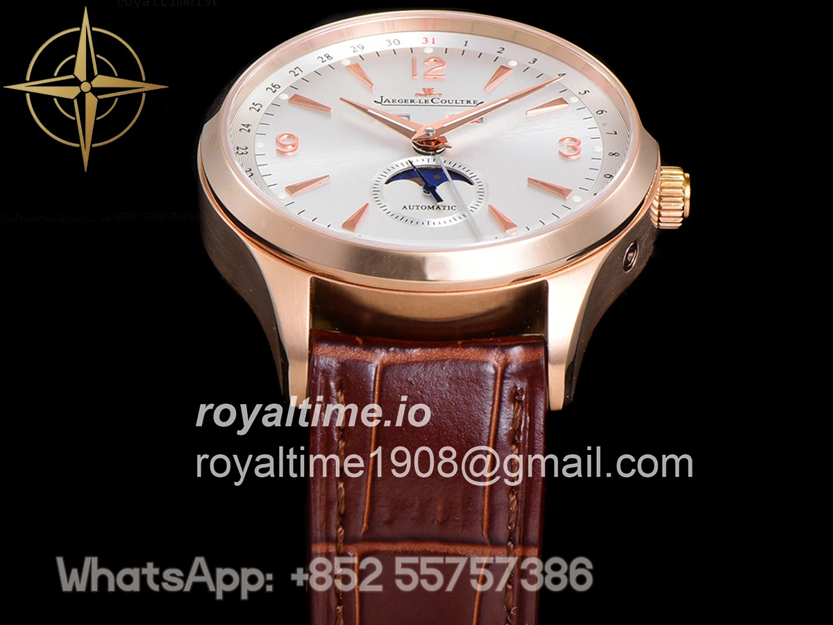 Jaeger-LeCoultre Master Calendar Silver Dial in Rose Gold on Brown Leather Strap - Image 10