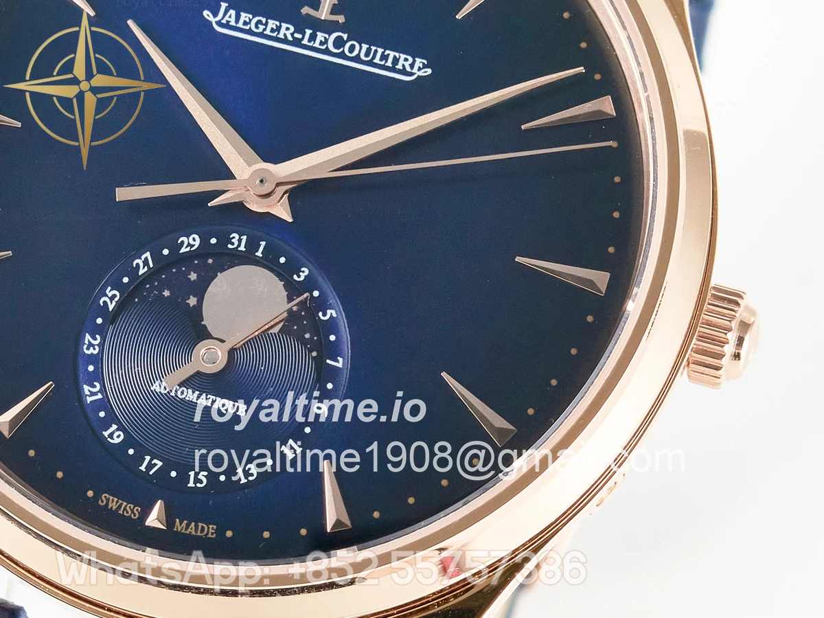 Jaeger-LeCoultre Master Ultra Thin Moon RG Z+F Blue Dial on Blue Leather Strap SA925 - Image 10
