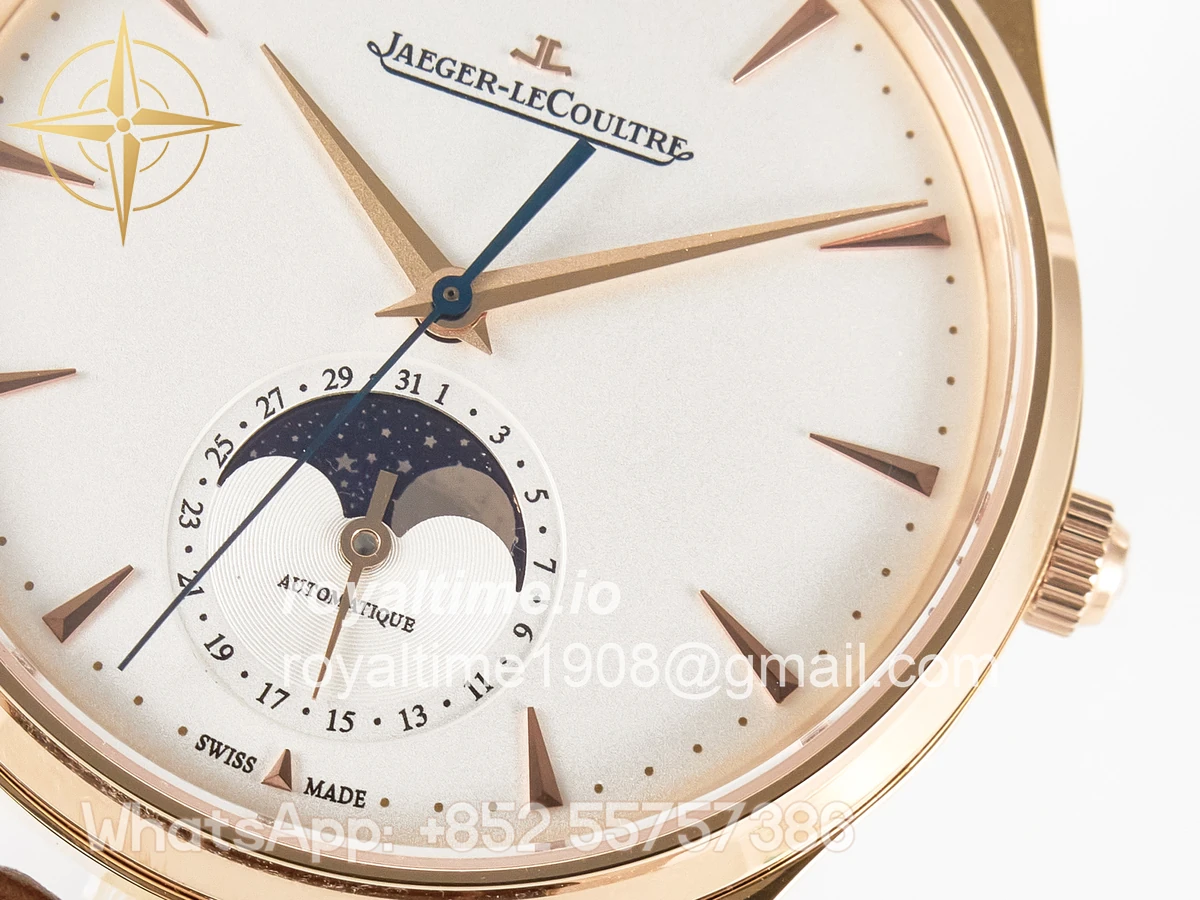 Jaeger-LeCoultre Master Ultra Thin Moon RG Z+F White Dial on Brown Leather Strap A925 - Image 10