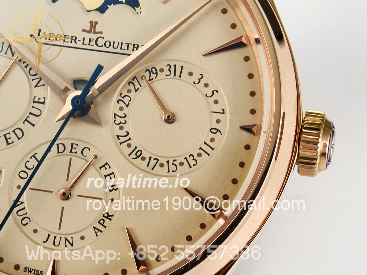 Jaeger-LeCoultre Master Ultra Thin Perpetual Calendar RG V9F Cream Dial on Brown Leather Strap A868 V2 - Image 10