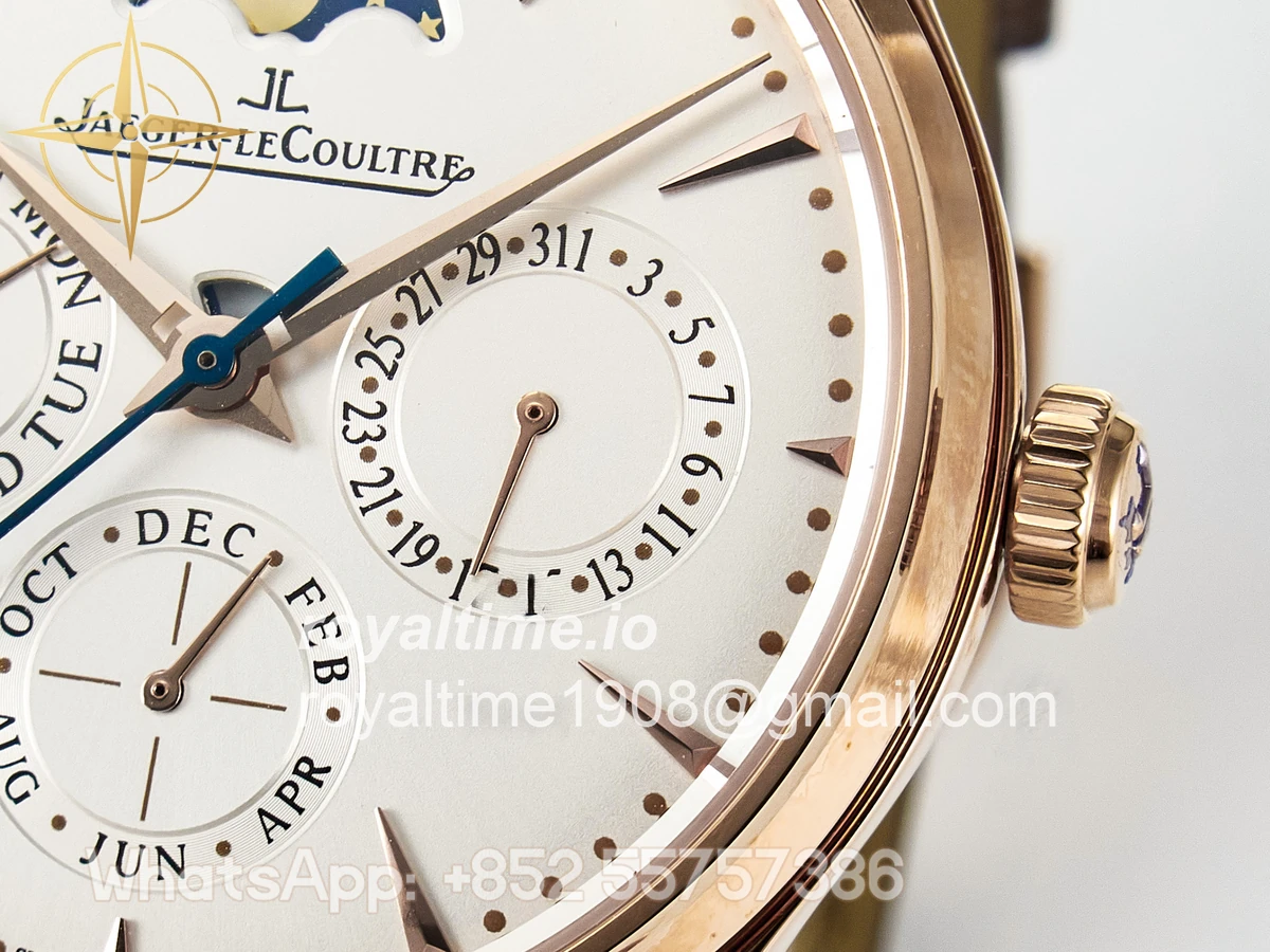 Jaeger-LeCoultre Master Ultra Thin Perpetual Calendar RG V9F White Dial on Brown Leather Strap A868 V2 - Image 10