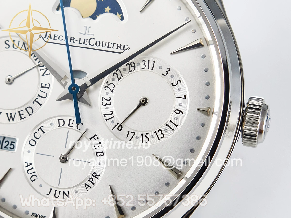 Jaeger-LeCoultre Master Ultra Thin Perpetual Calendar SS V9F White Dial on Black Leather Strap A868 V2 - Image 10
