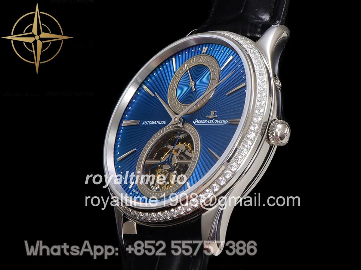 Jaeger-LeCoultre Master Ultra Thin Tourbillon Blue Dial with Diamond Bezel in White Gold - Image 10