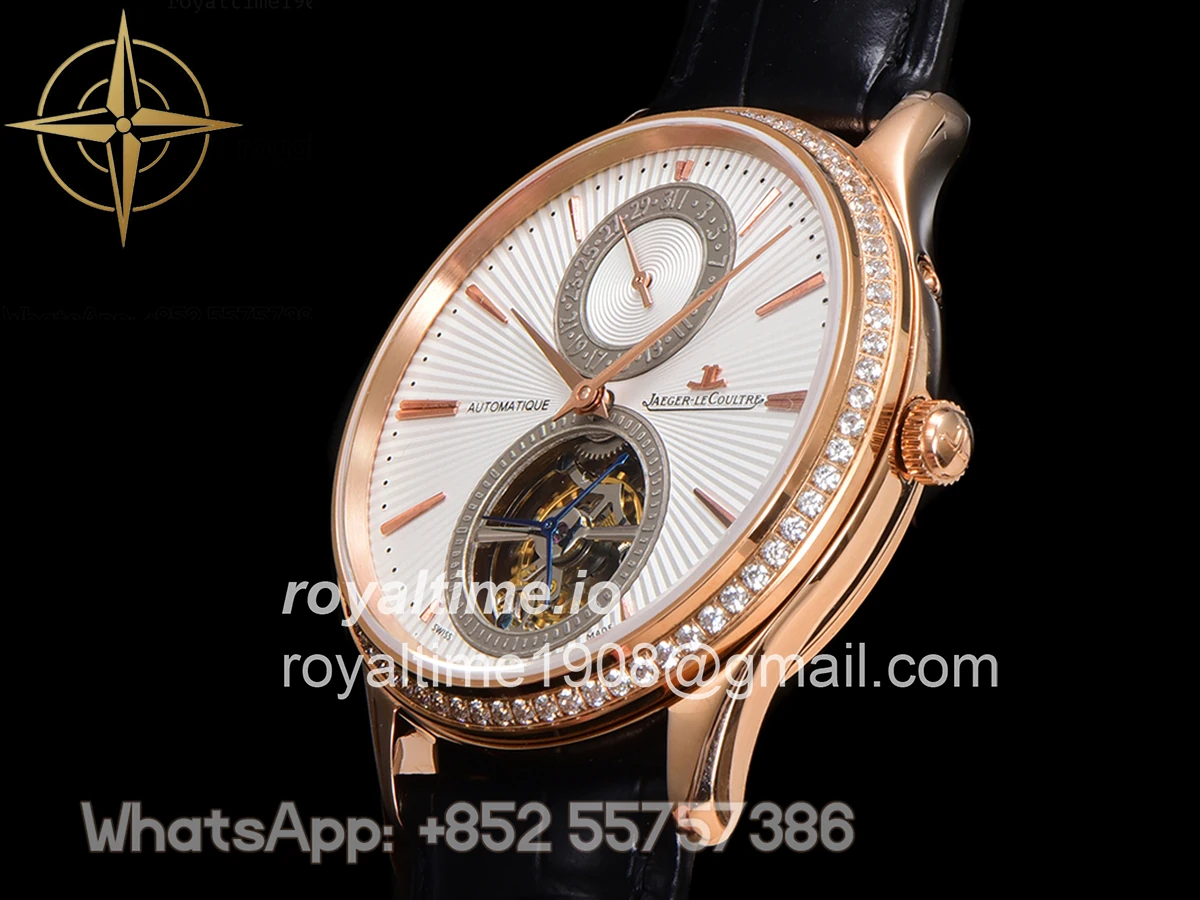 Jaeger-LeCoultre Master Ultra Thin Tourbillon White Dial with Diamond Bezel in Rose Gold - Image 10