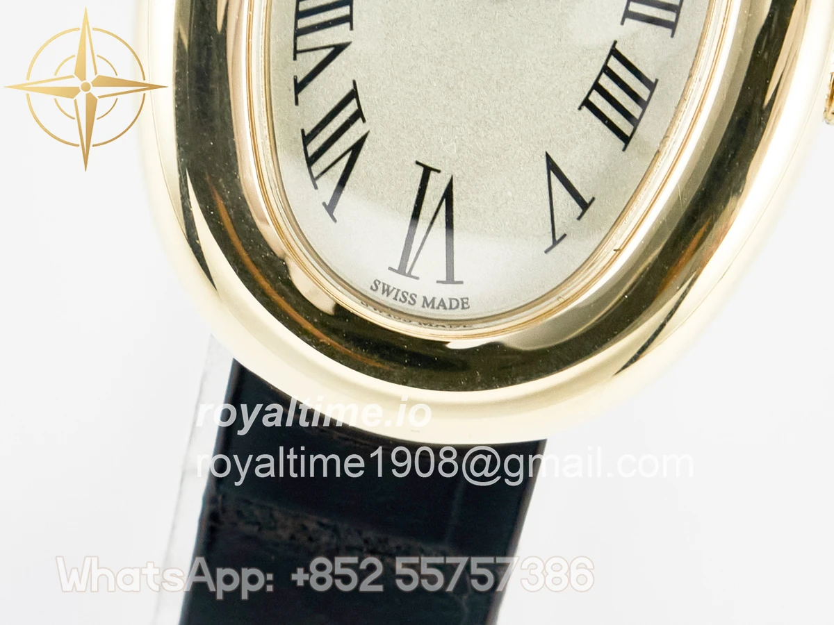 Cartier Baignoire De Cartier YG DRF Silver Dial on Black Leather Strap Swiss Quartz - Image 10