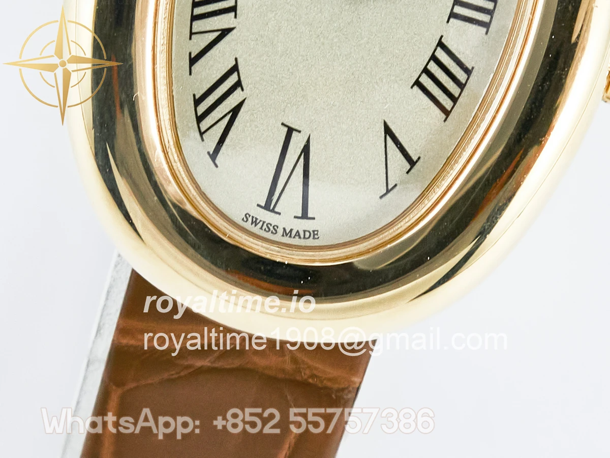 Cartier Baignoire De Cartier YG DRF Silver Dial on Brown Leather Strap Swiss Quartz - Image 10