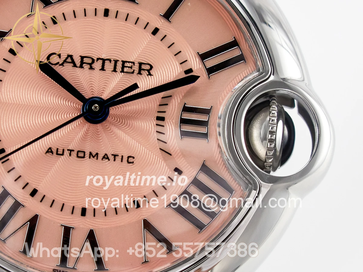 Cartier Ballon Bleu 33mm SS AF Pink Dial on SS Bracelet SEIKO NH05A - Image 10
