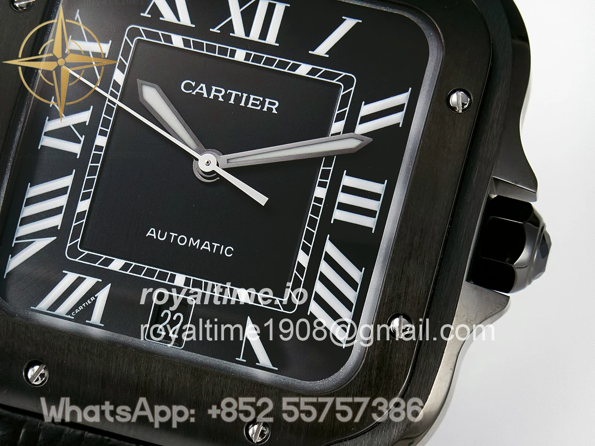 Cartier Santos de Cartier 40mm 2018 BVF Black Dial on Black Leather Strap MIYOTA 9015 - Image 10