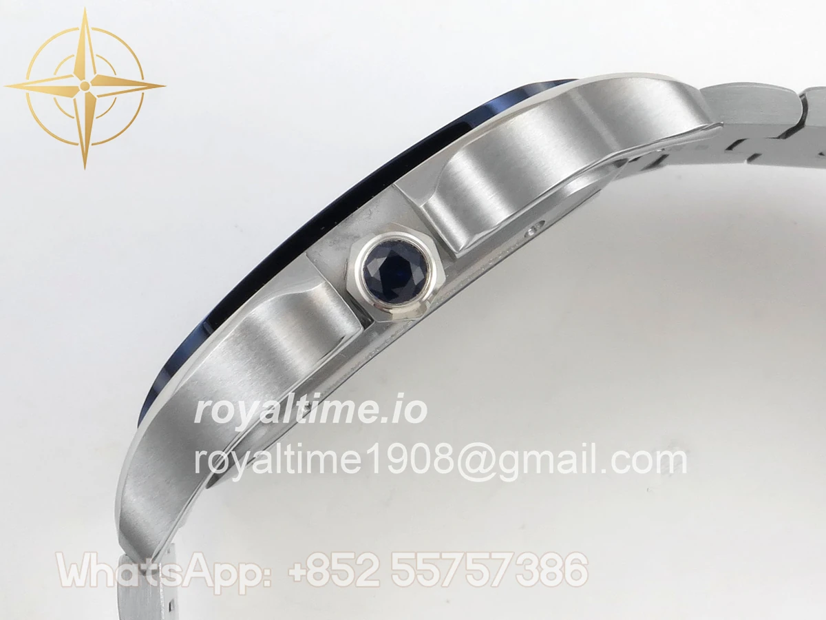 Cartier Santos de Cartier Skeleton SS MLF Skeleton Blue Skeleton Dial Blue Bezel on SS SmartLink Bracelet 9611MC - Image 10