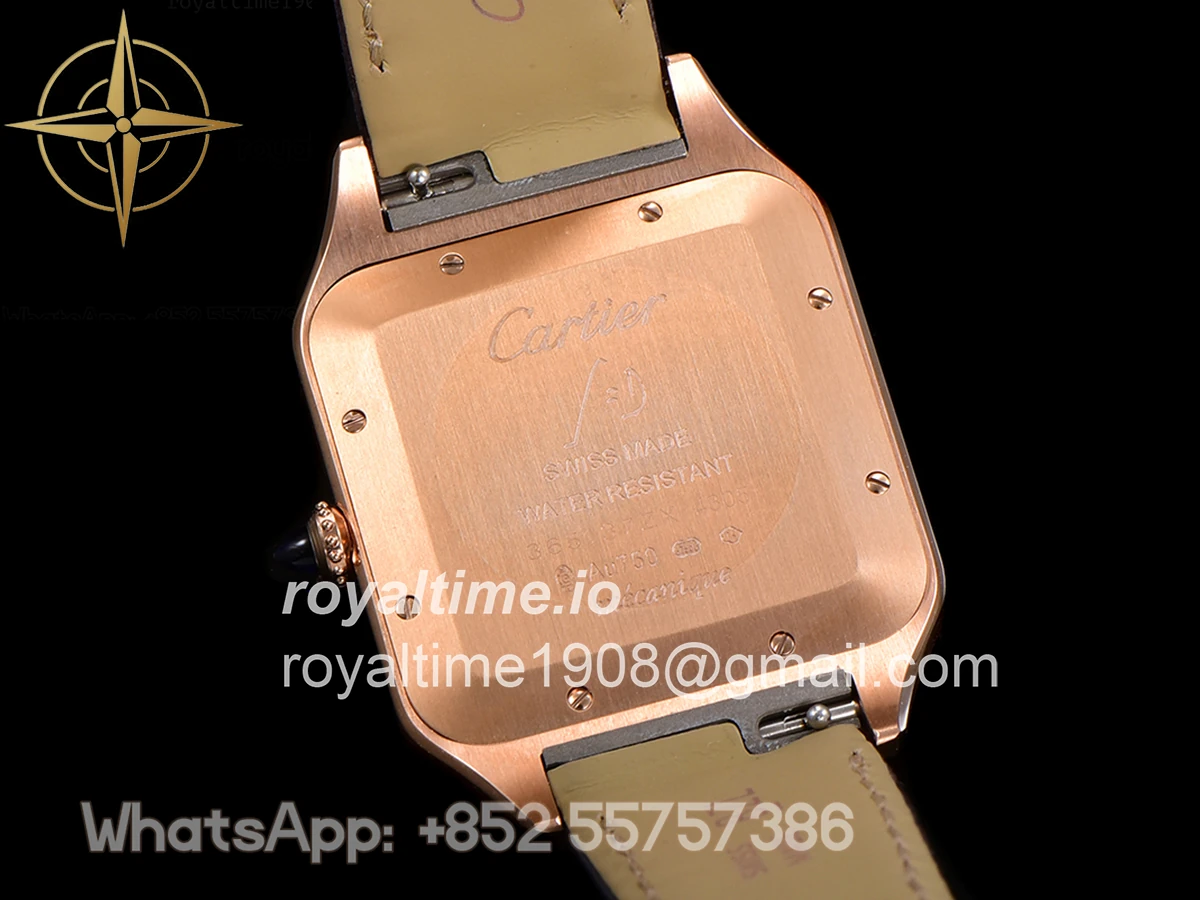 Cartier Santos-Dumont (Extra-Large) Silver Dial in Rose Gold on Purple Leather Strap Ref. WGSA0032 - Image 10