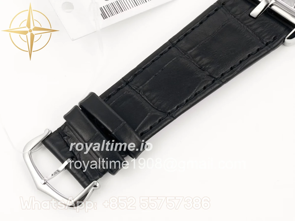 Cartier Tank Asymetrique Watch on Steel in Black Leather Strap - Image 10