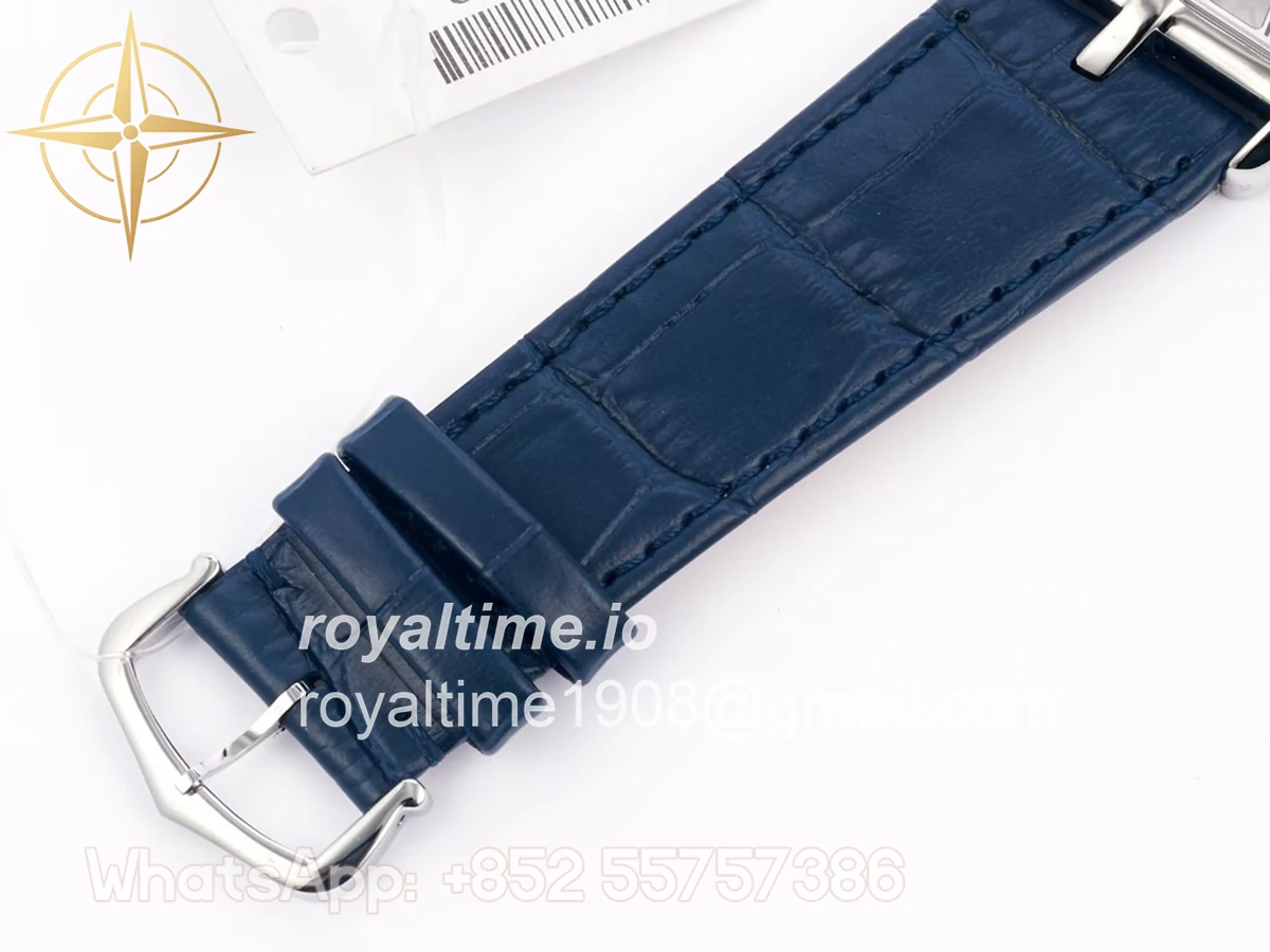 Cartier Tank Asymetrique Watch on Steel in Blue Leather Strap - Image 10