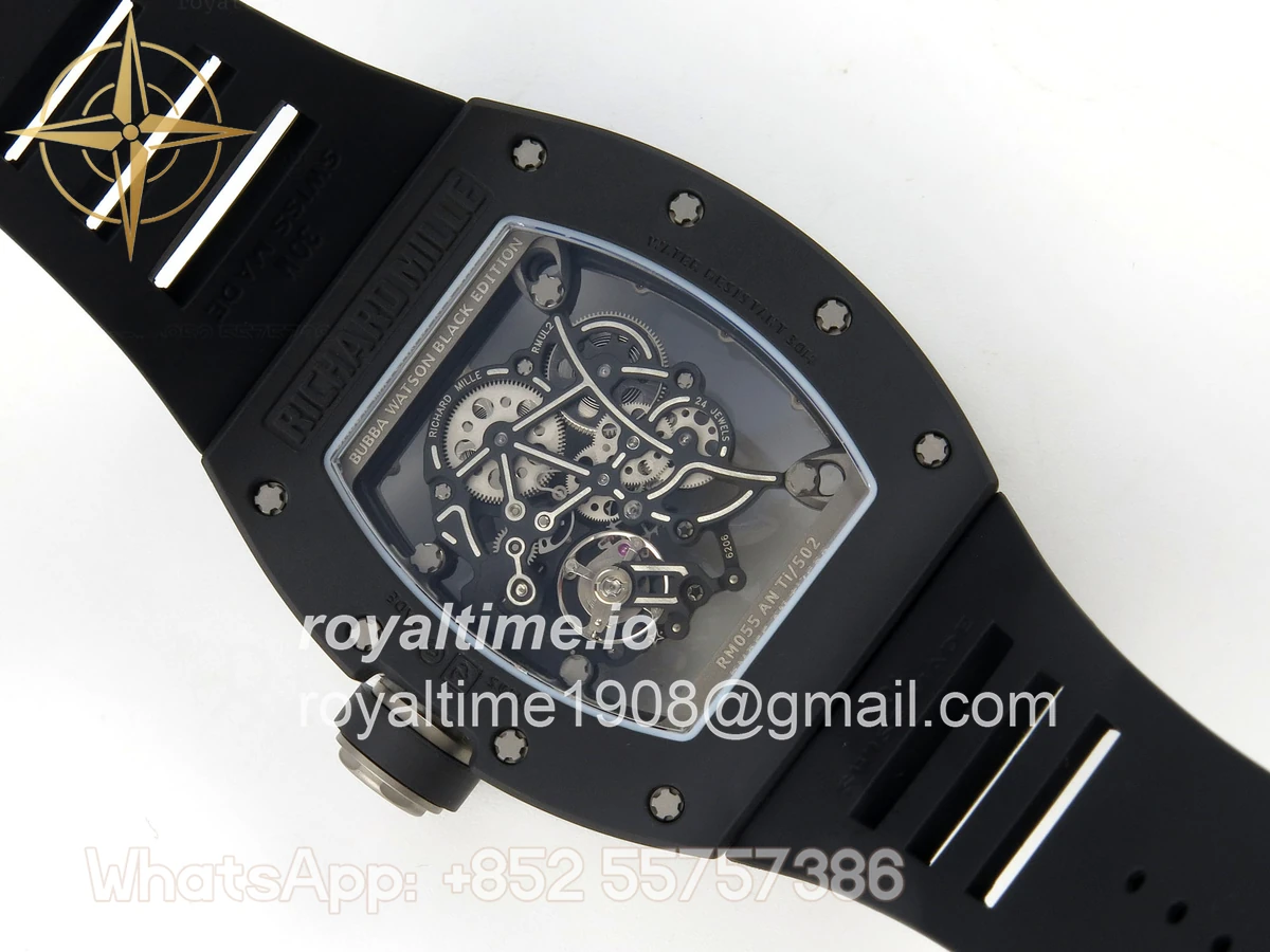 Richard Mille Custom RM055 Black Ceramic ZGF Silver Inner Bezel on Black Rubber Strap Vaucher Manufacture Fleurier Movement (Free Sprung) - Image 10