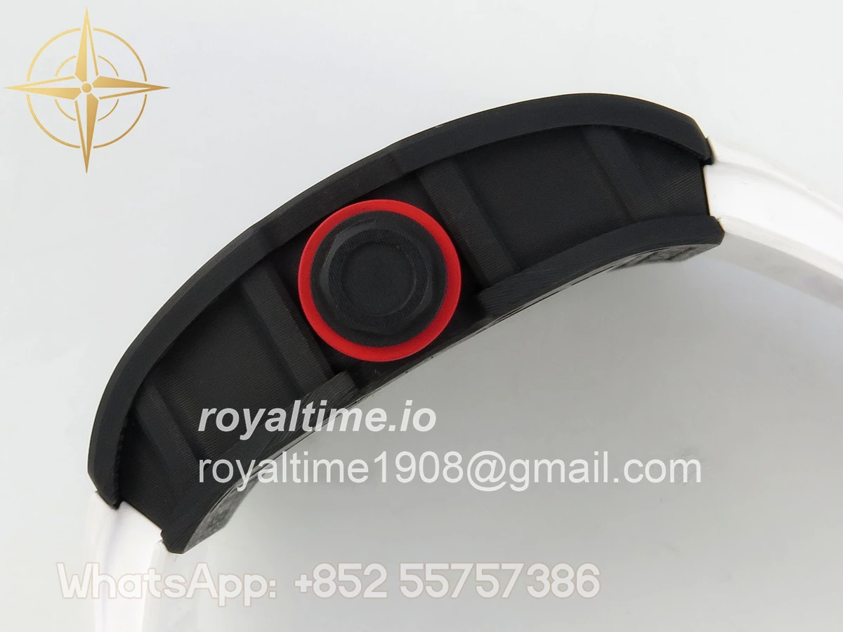 Richard Mille Custom RM055 Black Ceramic ZGF White Inner Bezel on White Rubber Strap Vaucher Manufacture Fleurier Movement (Free Sprung) - Image 10