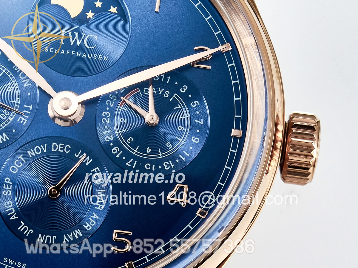 IWC IW5033 Portugieser Perpetual Calendar RG V9F White Dial on Black Leather Strap A52610 - Image 10