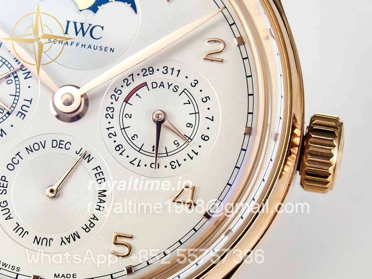 IWC IW5033 Portugieser Perpetual Calendar RG V9F White Dial on Brown Leather Strap A52610 - Image 10