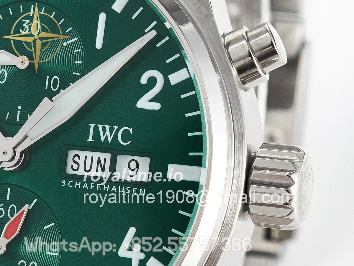 IWC Pilot’s Watch IW388104 BLSF Performance Chronograph 41mm SS Green Dial On Stainless steel bracelet A7750 to 69385 - Image 10