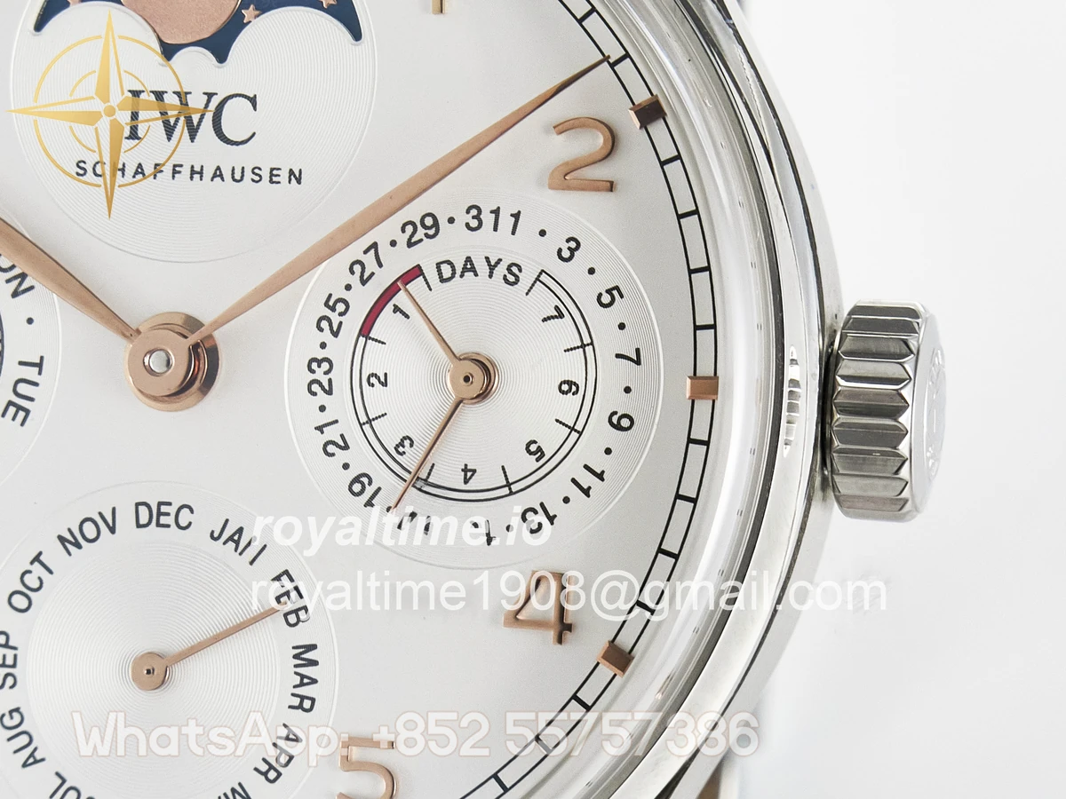 IWC Portugieser Perpetual Calendar SS 5033 APSF White Dial on Brown Leather Strap A52610 - Image 10