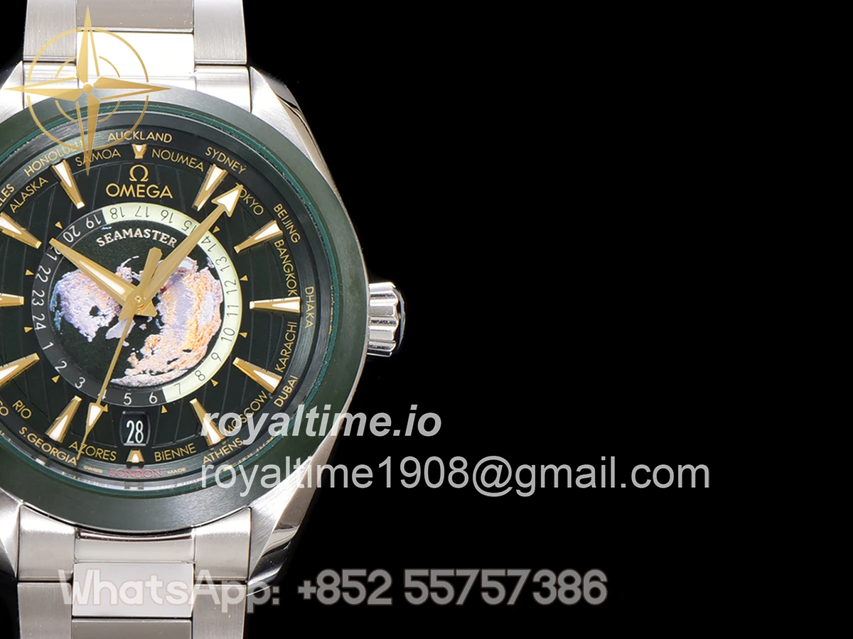 Omega Seamaster Aqua Terra Worldtimer Master Chrononometer Green Dial on Bracelet - Image 10
