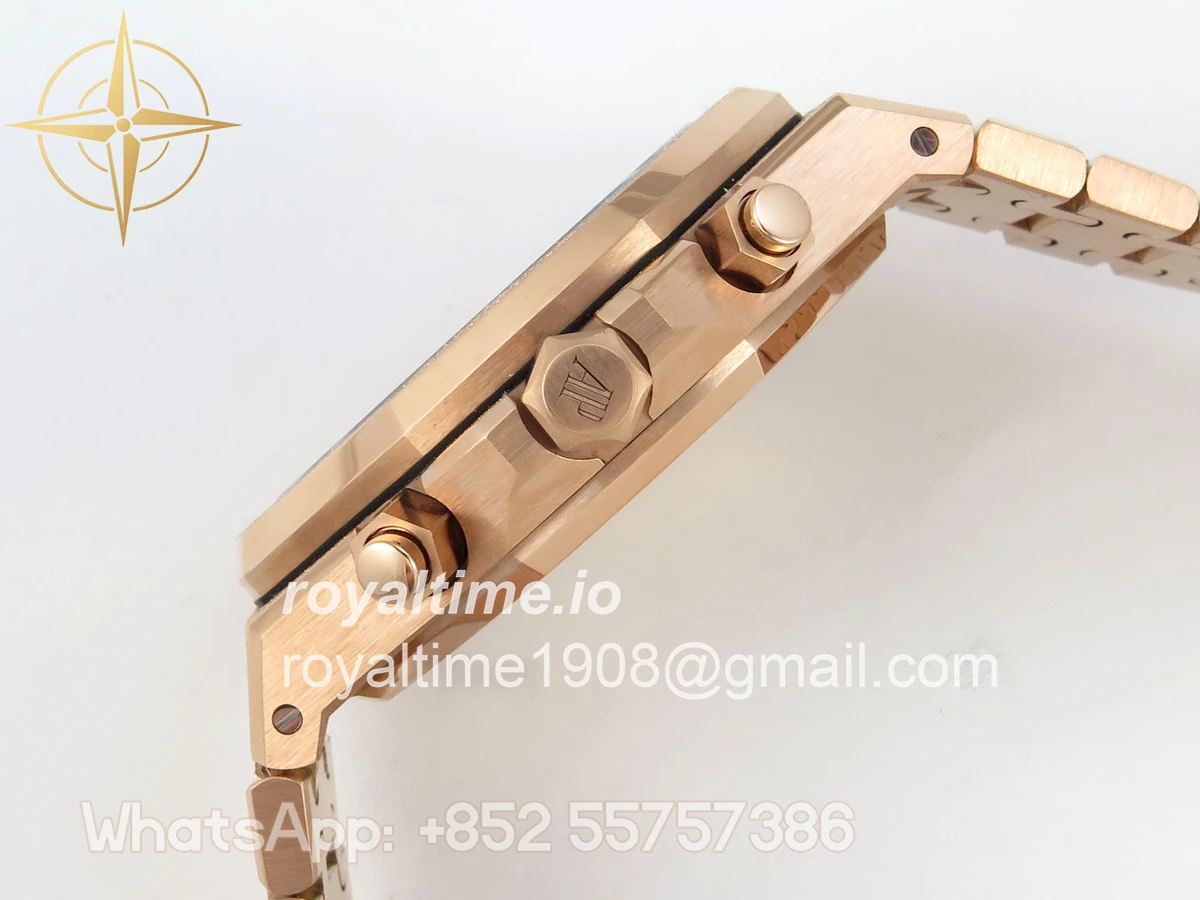 Audemars Piguet Royal Oak Chrono 26240 Frosted RG DDF Blue Dial on RG Bracelet DD4401 - Image 10