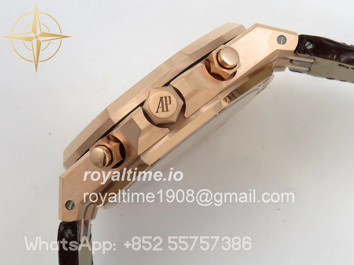 Audemars Piguet Royal Oak Chrono 26240 RG DDF Brown Dial on Brown Leather Strap DD4401 Gain Weight (SW Dial) - Image 10