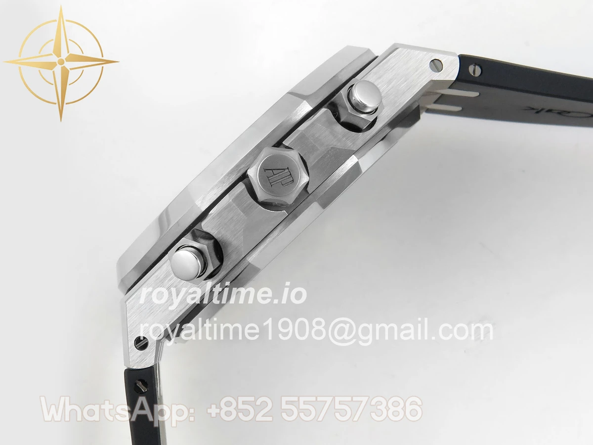 Audemars Piguet Royal Oak Chrono 26240 SS DDF Blue Dial on Black Rubber Strap DD4401 (SW Dial) - Image 10