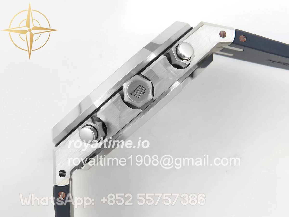 Audemars Piguet Royal Oak Chrono 26240 SS DDF Blue Dial on Blue Rubber Strap DD4401 (SW Dial) - Image 10
