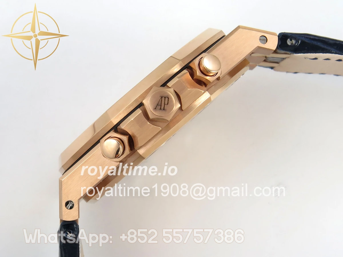 Audemars Piguet Royal Oak Chrono 26331 RG APWF Blue/RG Dial on Brown Leather Strap A2385 - Image 10