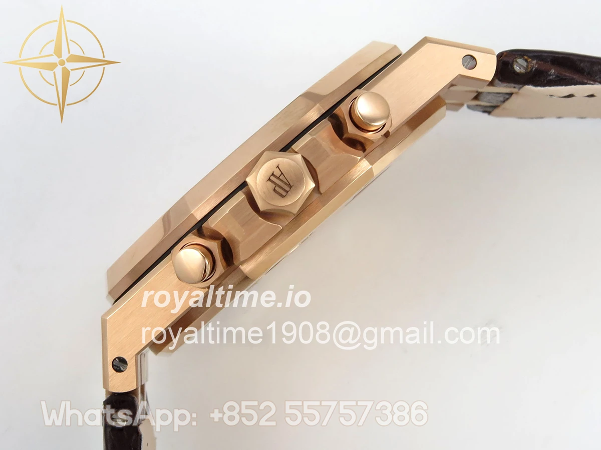 Audemars Piguet Royal Oak Chrono 26331 RG APWF Brown/RG Dial on Brown Leather Strap A2385 - Image 10