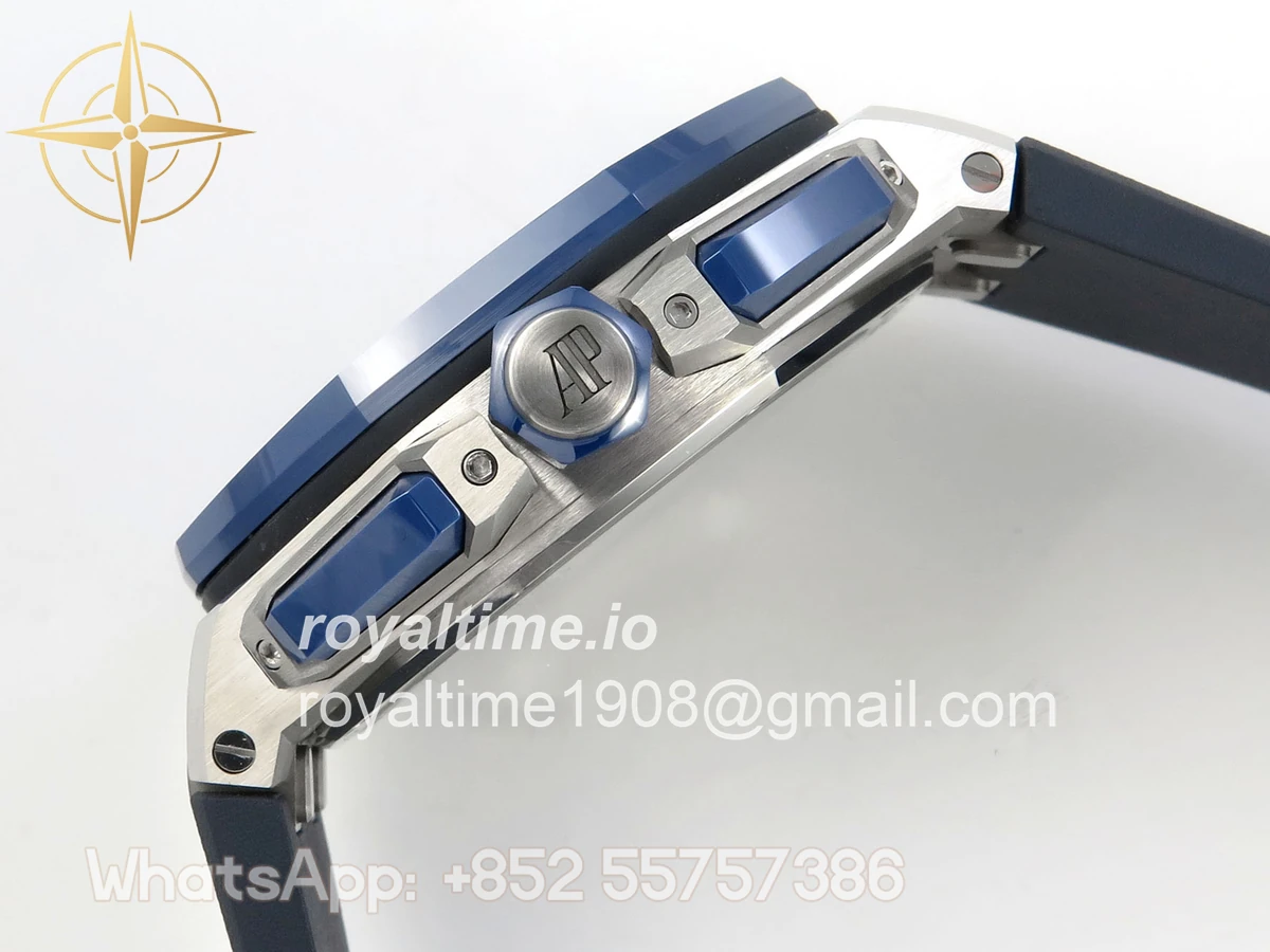 Audemars Piguet Royal Oak Offshore 43mm 26420 Ceramic Bezel SS DDF Blue Dial On Blue Rubber Strap DD4401 - Image 10