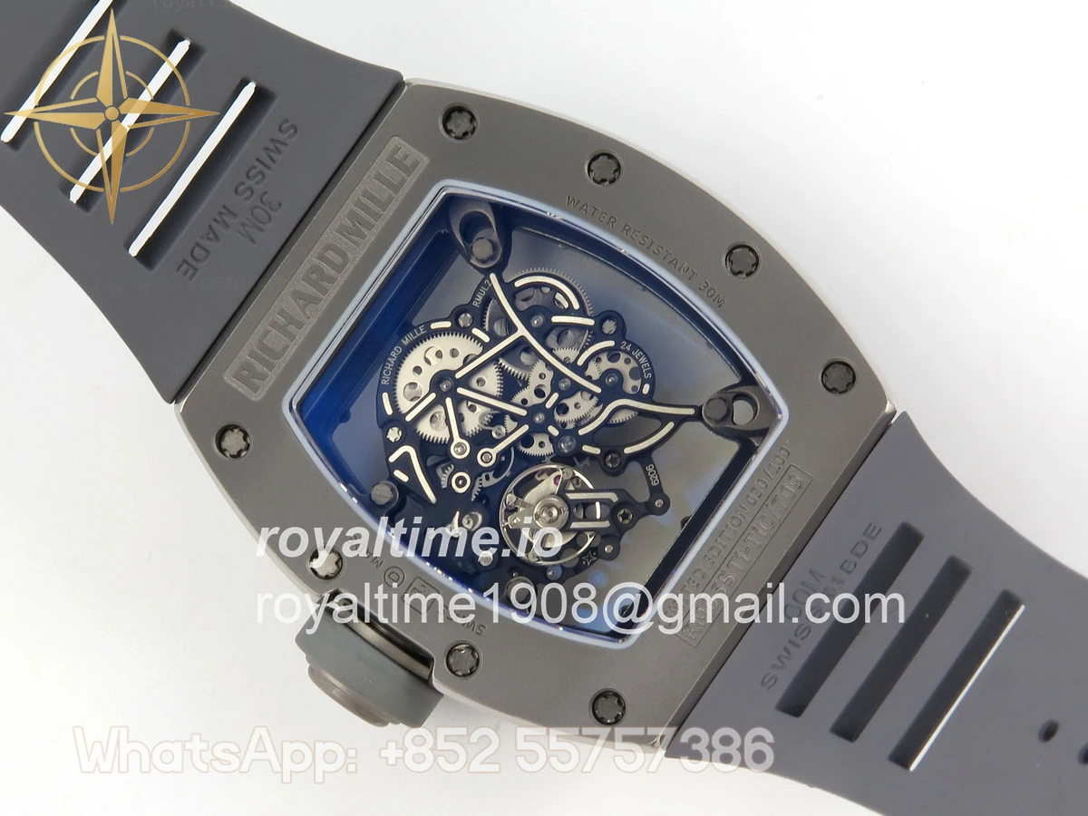 Richard Mille AVF RM055 Gray Cemira on Gray Rubber Strap Vaucher RMUL2 Free Sprung (Mod) - Image 11