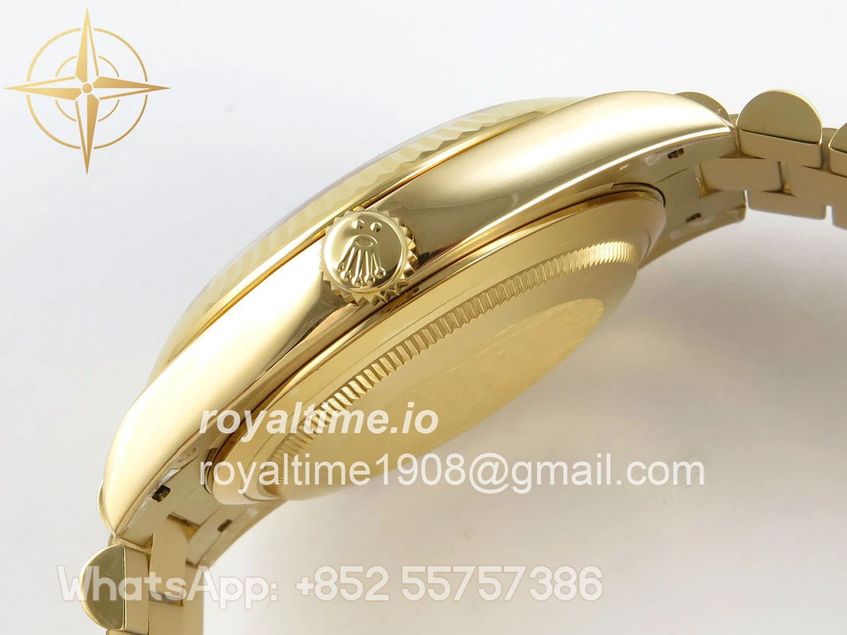 Rolex DayDate 40 YG QF 904L Steel Green Ombre Roman Dial on President Bracelet VR3255 V8 (Gain Weight) - Image 11