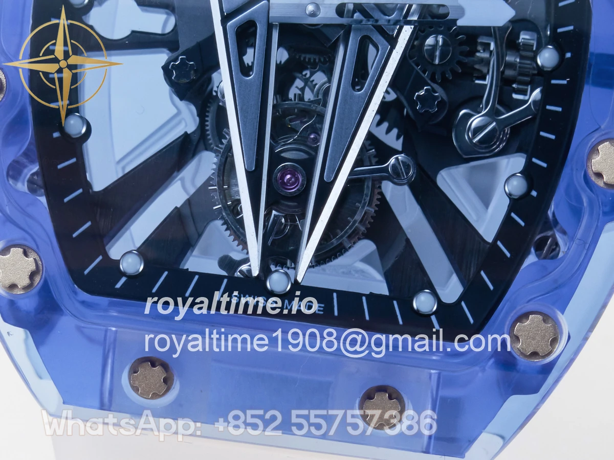Richard Mille RM27-03 Blue Transparent Tourbillon MSF Skull Dial on White Rubber Strap - Image 11