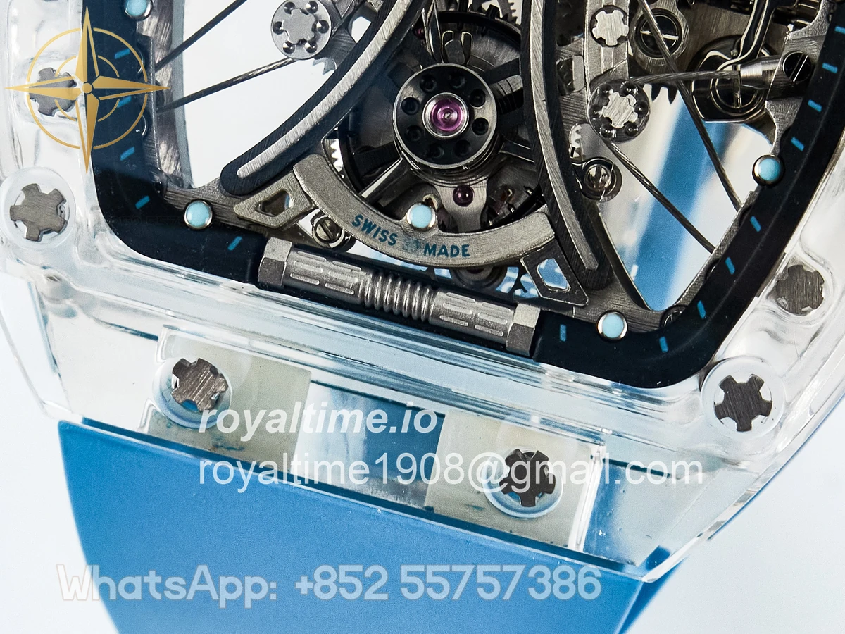 Richard Mille RM53-02 Transparent Tourbillon RMF Skeleton Dial on Blue Rubber Strap - Image 11