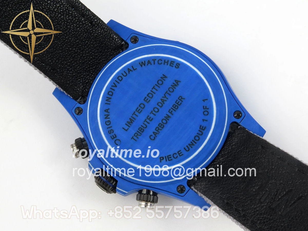 Rolex Daytona DIW Blue Carbon Case DIWF Edition Gray Crystal Dial on Gray Nylon Strap DD4801 - Image 11