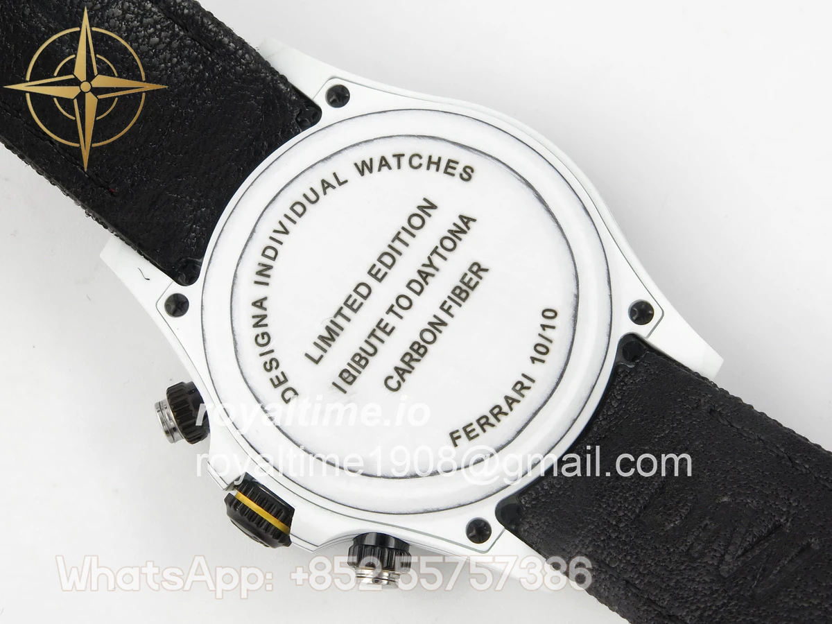 Rolex Daytona DIW Ferrari White Carbon DIWF White Dial on Black Nylon Strap DD4801 - Image 11