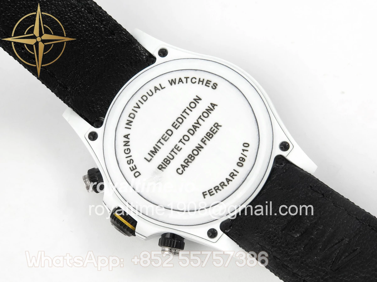 Rolex Daytona DIW Ferrari White Carbon DIWF White Italy Dial on Black Nylon Strap DD4801 - Image 11