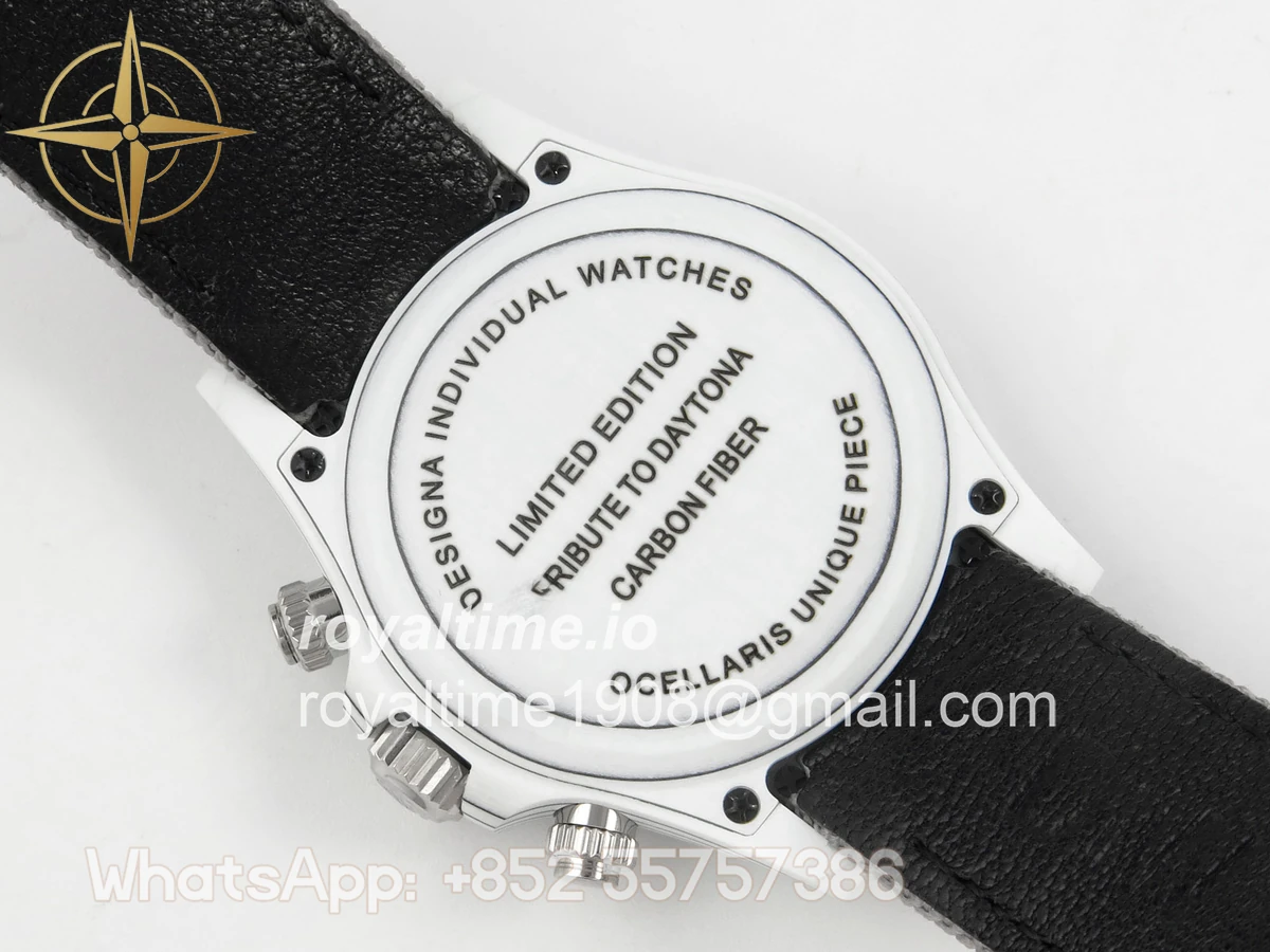 Rolex Daytona DIW White Carbon Case DIWF Edition Gray/Black Crystal Dial Crystal Bezel on Gray Nylon Strap DD4801 - Image 11