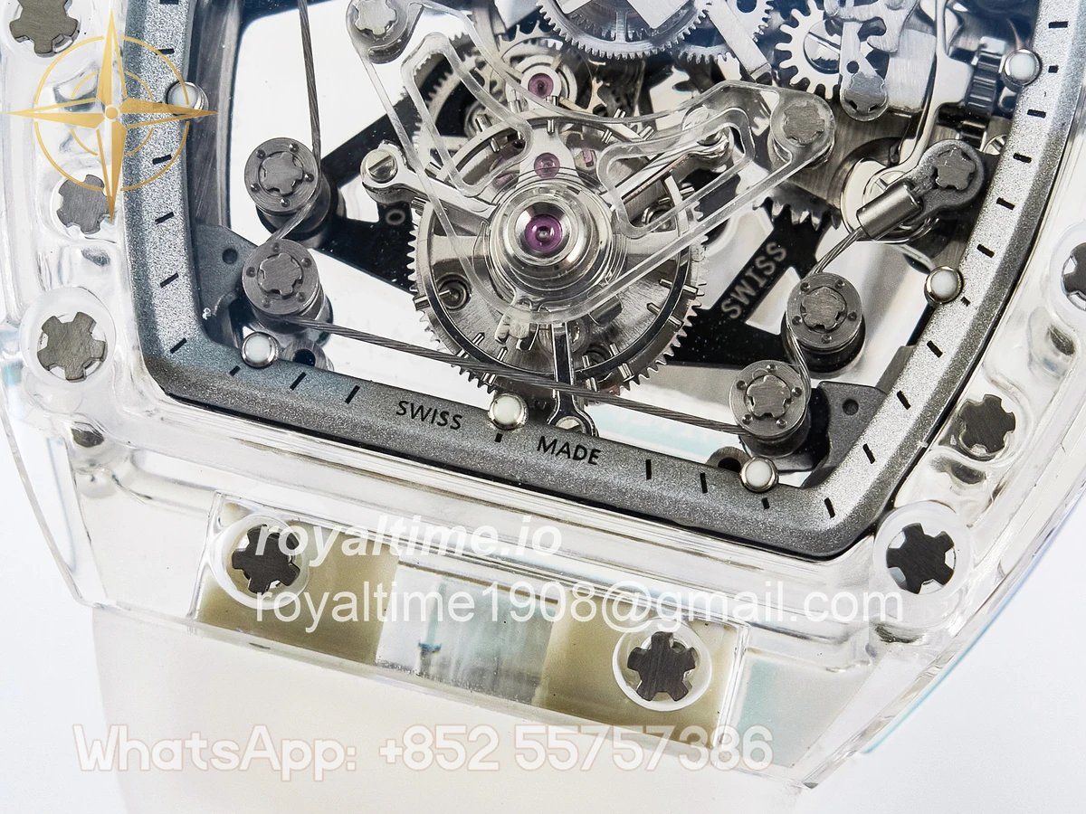 Richard Mille RM56-02 Transparent Tourbillon RMF Skeleton White Dial on Transparent Rubber Strap - Image 11