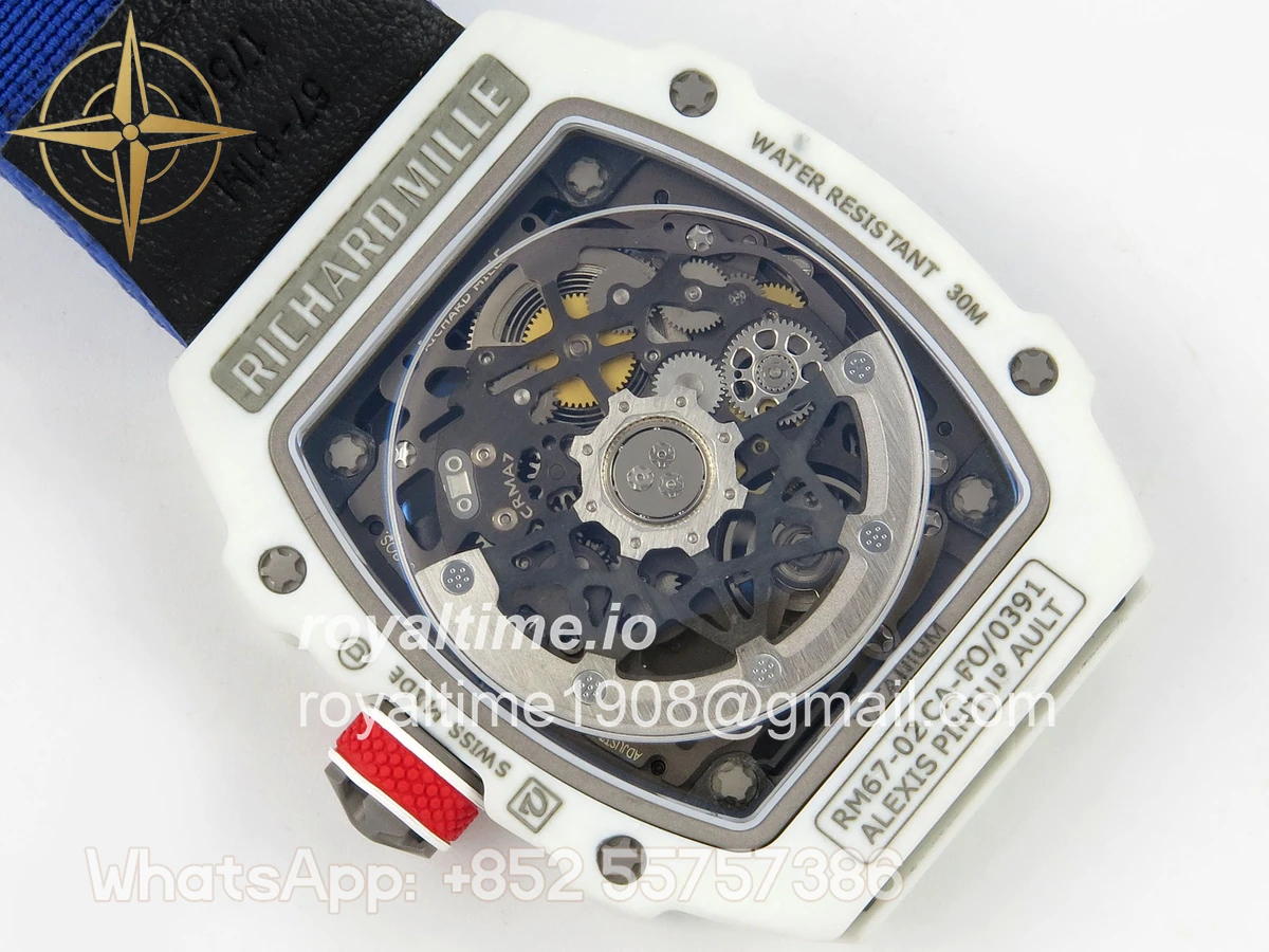 Richard Mille AVF RM67-02 France White NTPT Spain Skeleton Dial on Blue Elastic strap CRMA7 - Image 11