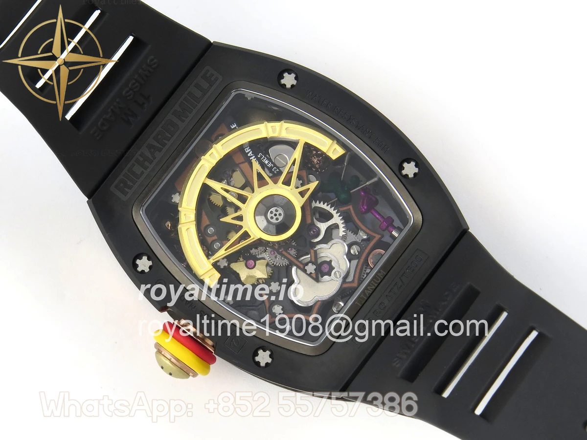 Richard Mille RM88 Tourbillon Smiley Black Ceramic RMF on Black Rubber Strap - Image 11