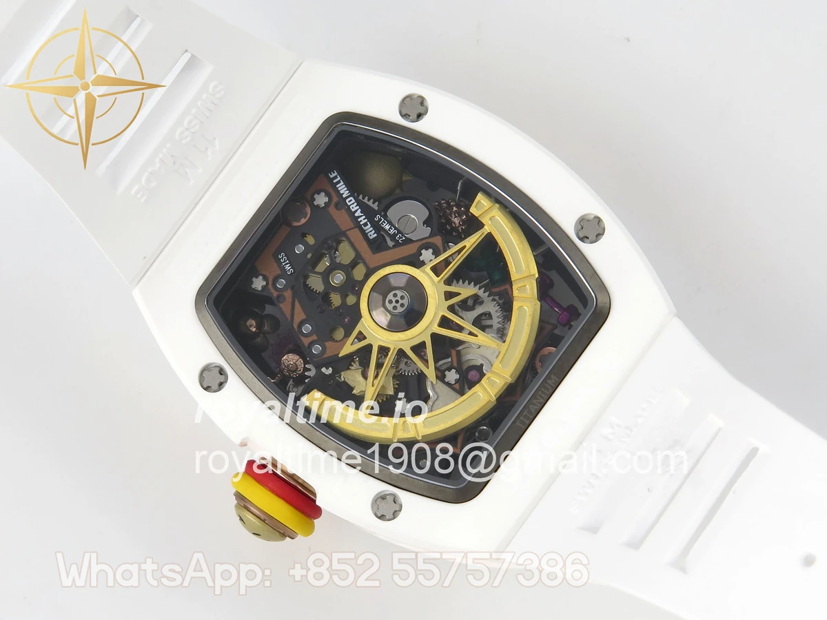 Richard Mille RM88 Tourbillon Smiley White Ceramic RMF on White Rubber Strap - Image 11