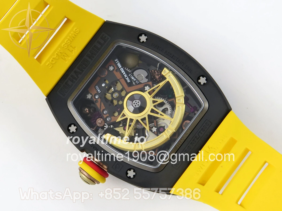 Richard Mille RM88 Tourbillon Smiley White Ceramic RMF on Yellow Rubber Strap - Image 11