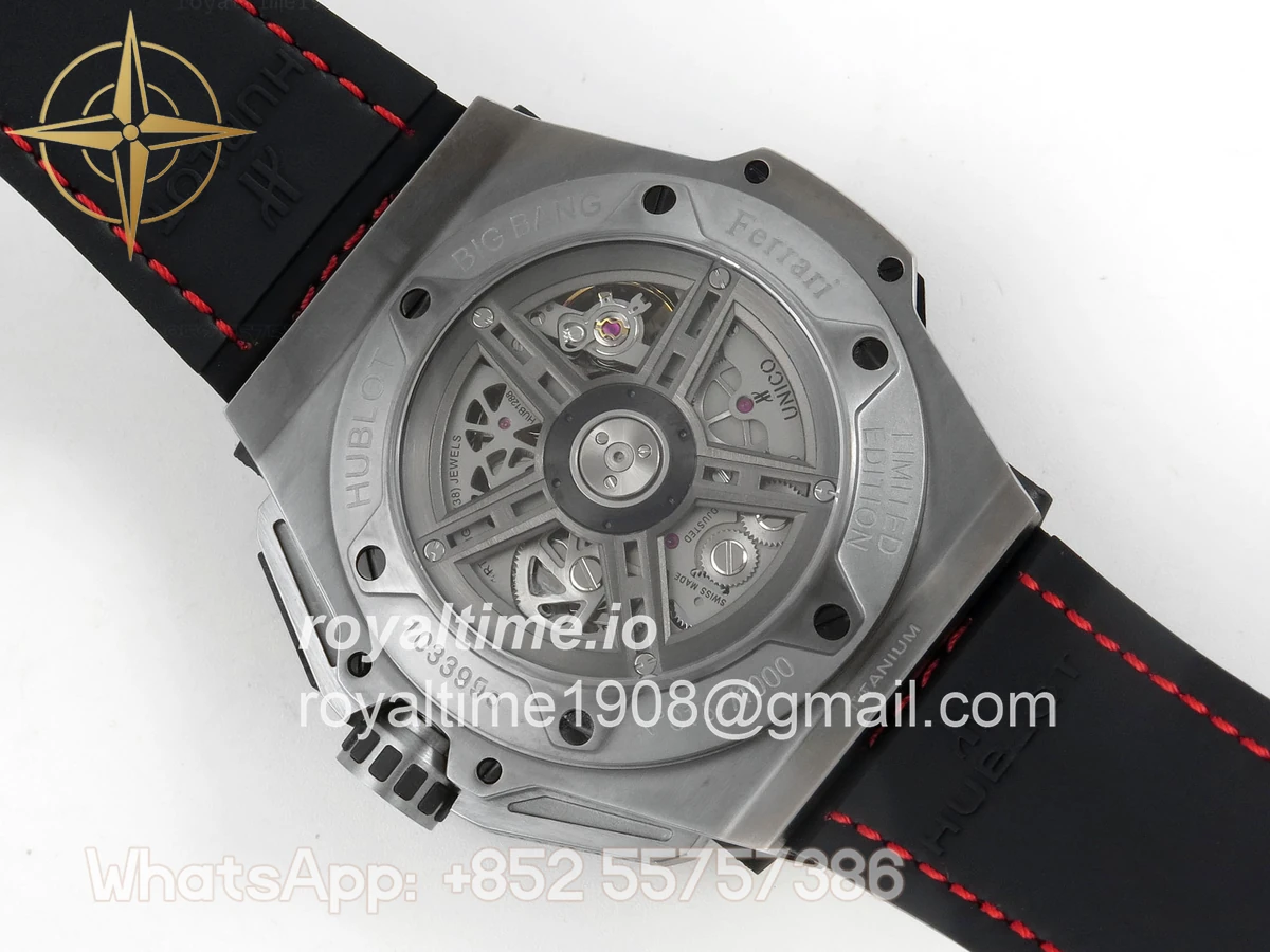Hublot Big Bang Ferrari Titanium HBBF Carbon Fiber Bezel on Black Leather Strap A1241 - Image 11