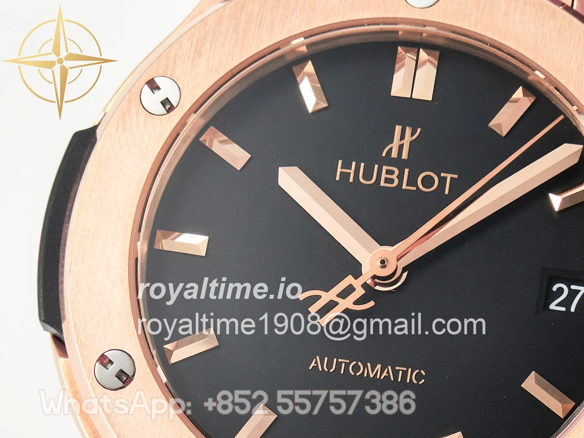 Hublot Classic Fusion 38mm RG JJF Black Dial on Black Gummy Leather Strap - Image 11