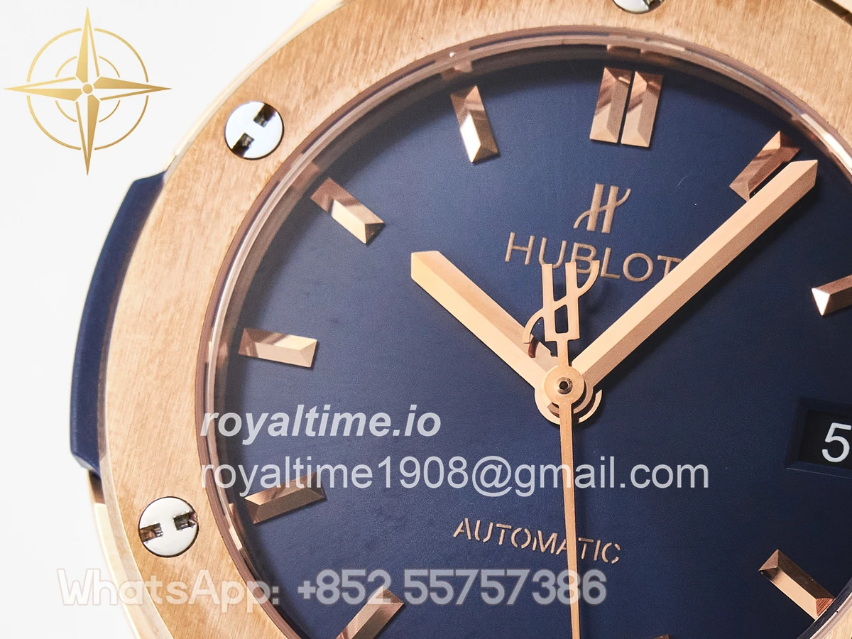 Hublot Classic Fusion 38mm RG JJF Blue Dial on Blue Gummy Leather Strap - Image 11